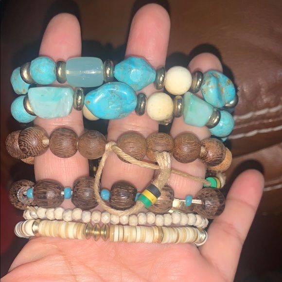 6 pcs used Bohemian Multi-Color Beaded Bracelet Set - Picture 4 of 6